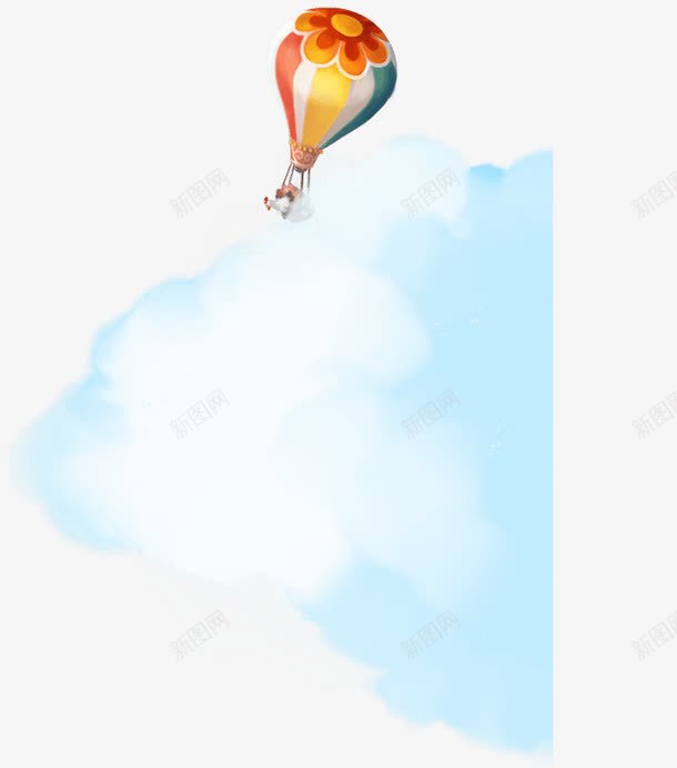 热气球和云png免抠素材_新图网 https://ixintu.com 云 云朵 卡通 可爱 热气球