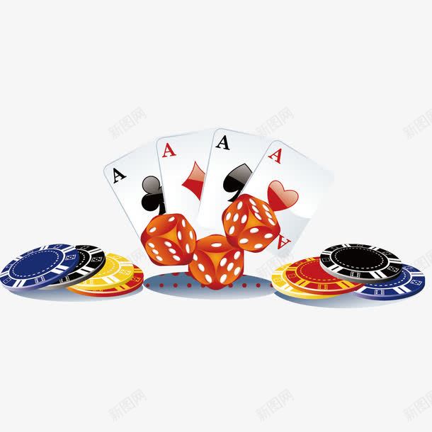 牌和骰子png免抠素材_新图网 https://ixintu.com 打牌 赌博 骰子