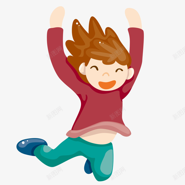 卡通手绘跳跃的小男孩png免抠素材_新图网 https://ixintu.com 动漫动画 卡通手绘 可爱的 小男孩 开心的 跳跃的