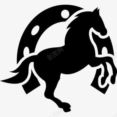 跳舞的马和马蹄的背景图标图标