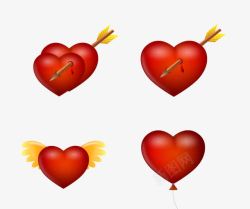 4个红色爱心箭图标素材