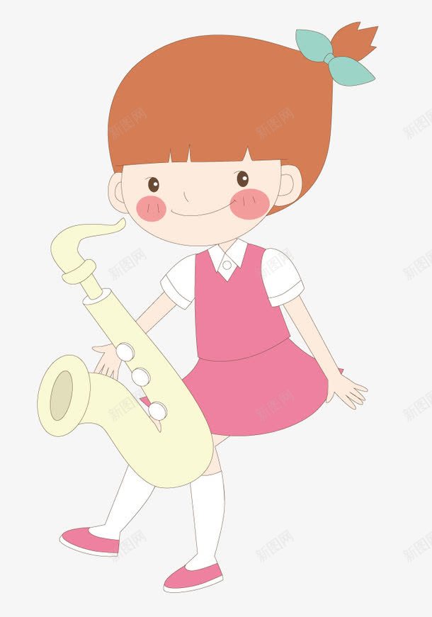 女孩在吹萨克斯png免抠素材_新图网 https://ixintu.com 乐器 卡通 女孩 插画 萨克斯