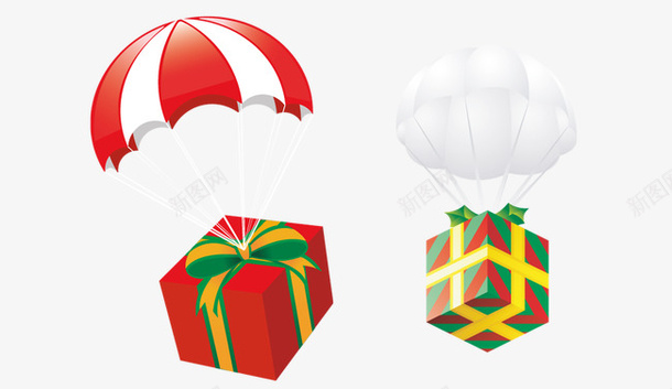 带着礼物的降落伞png免抠素材_新图网 https://ixintu.com 彩色 礼物盒 装饰品 降落伞