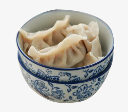 青瓷碗里的锅贴饺子素材
