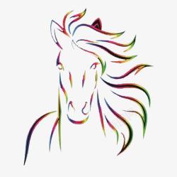 一匹马五彩色的马高清图片