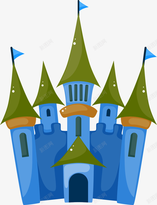 蓝色卡通城堡装饰图案png免抠素材_新图网 https://ixintu.com 免抠PNG 卡通 城堡 蓝色 装饰图案