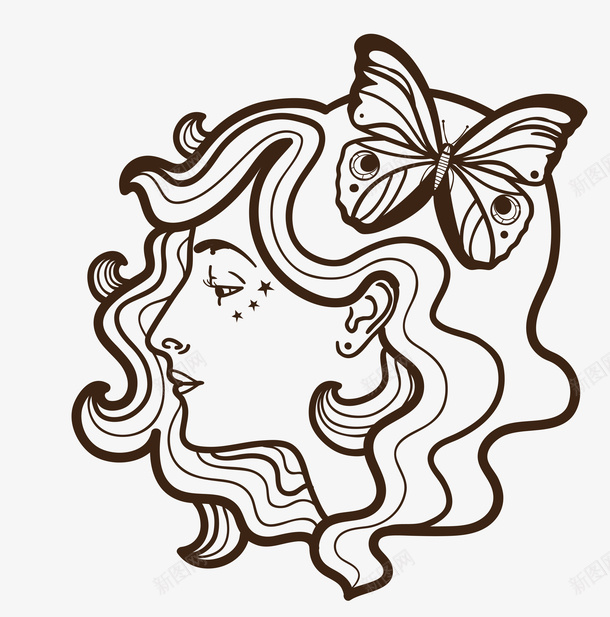 花纹美女矢量图eps免抠素材_新图网 https://ixintu.com 矢量花纹美女 矢量图