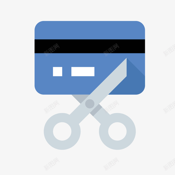 灰色的卡片剪卡图标png_新图网 https://ixintu.com 剪刀 卡片 图标 灰色 简单实用 蓝色卡片 银行卡