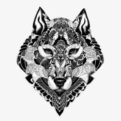 狐狸黑白装饰画素材