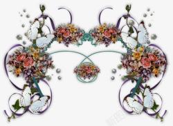 蝴蝶花朵边框装饰素材
