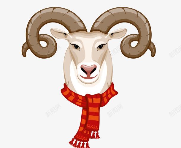 羊头png免抠素材_新图网 https://ixintu.com 带围巾的羊 红色围巾 羊头