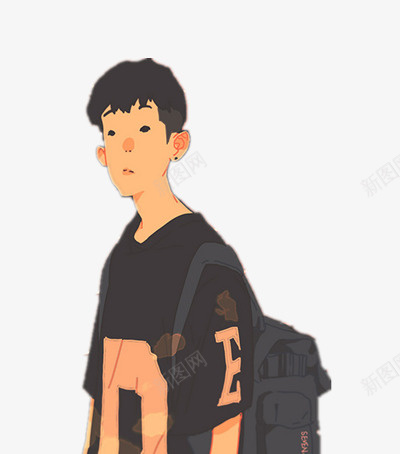 卡通男孩png免抠素材_新图网 https://ixintu.com 卡通插画 卡通男孩 背包