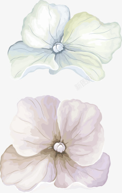 卡通水彩花卉装饰矢量图素材