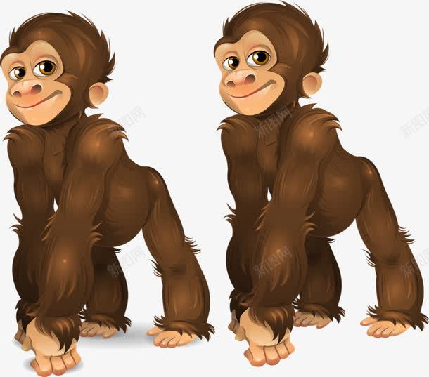 两只小猩猩png免抠素材_新图网 https://ixintu.com 动物 大猩猩 猿猴 祖先