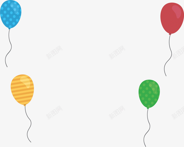 飞舞的气球装饰框矢量图eps免抠素材_新图网 https://ixintu.com 四个气球 彩色气球 彩色气球边框 气球 气球边框 矢量png 矢量图