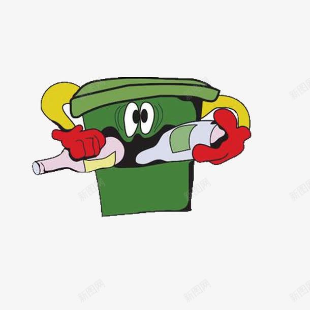 卡通垃圾桶png免抠素材_新图网 https://ixintu.com 卡通 垃圾桶 环保 瓶子