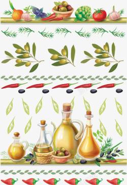 蔬菜和橄榄油矢量图素材