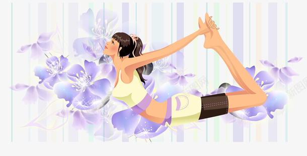 练瑜伽的女人矢量图ai免抠素材_新图网 https://ixintu.com 健身 女人 瑜伽 紫色 花朵 矢量图