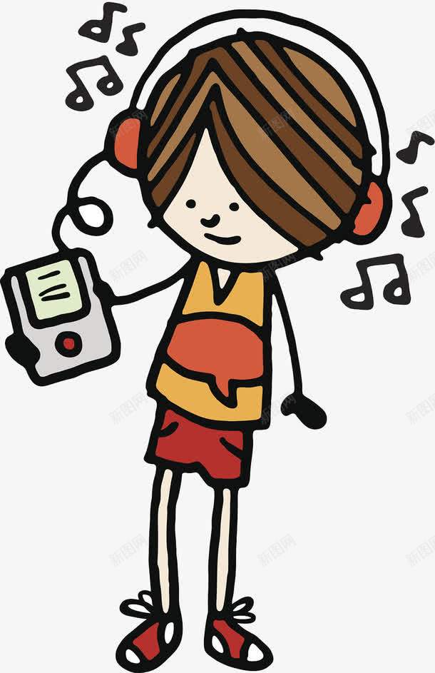 音乐随身听png免抠素材_新图网 https://ixintu.com 儿童画 戴耳机的人 简笔画 随身听