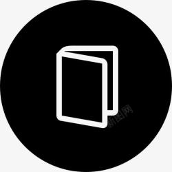 书按钮本书的大纲符号在黑色的圆形按钮图标高清图片