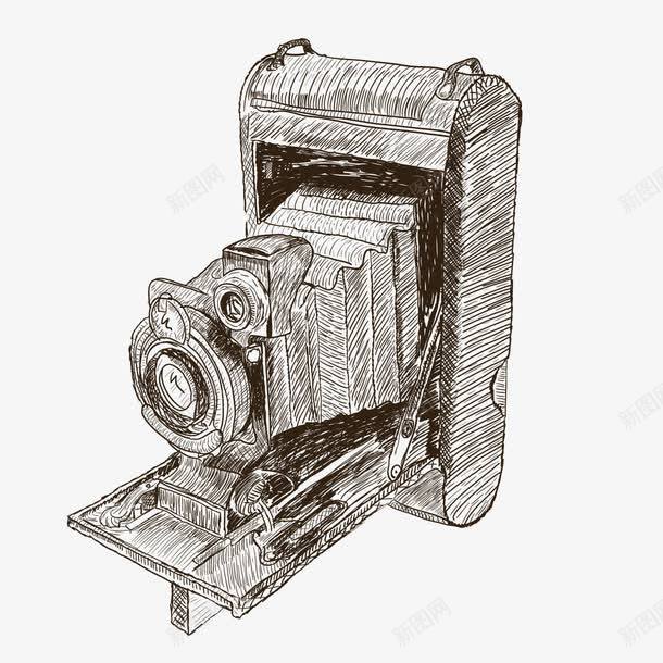 古董相机矢量图ai免抠素材_新图网 https://ixintu.com 18世纪 手绘 照相机 铅画 矢量图