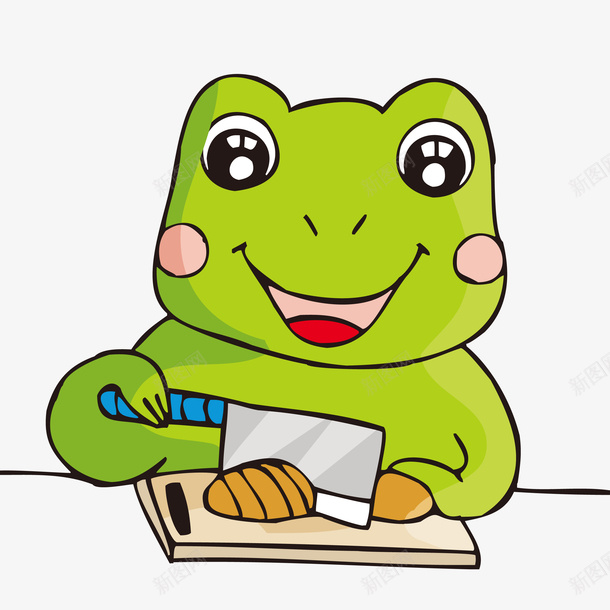 正在切菜的青蛙png免抠素材_新图网 https://ixintu.com 做饭 切菜 动物 青蛙