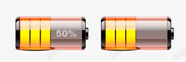 卡通手绘黄色电池电量图标png_新图网 https://ixintu.com 卡通手绘 图案图标 电池电量 电池进程 电量条