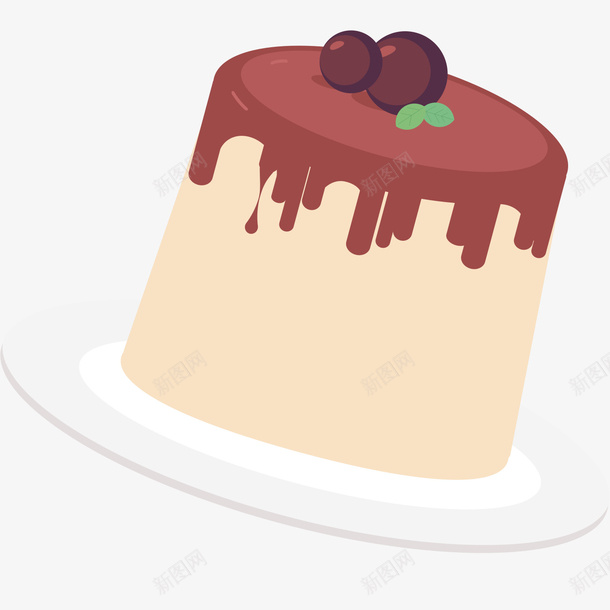 灰色蛋糕卡通图标矢量图eps_新图网 https://ixintu.com 叶子 巧克力 植物 灰色 立体 绿色 美食 蛋糕 矢量图