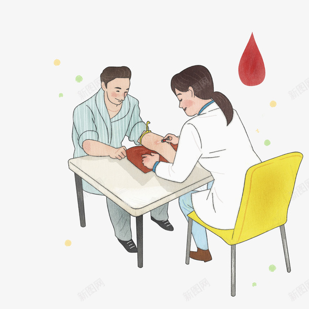医生病人png免抠素材_新图网 https://ixintu.com 医生病人 卡通人物 卡通手绘 水彩画 装饰图案