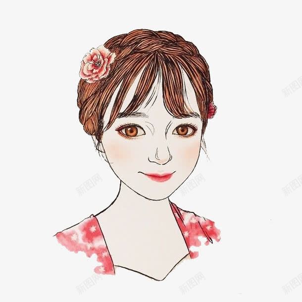 卡通女孩png免抠素材_新图网 https://ixintu.com 卡通 可爱 头像 女孩 手绘 水彩 装饰 齐刘海