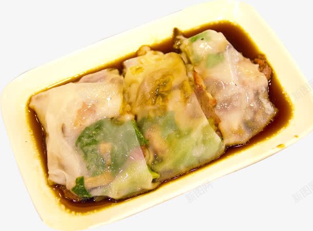 青菜肠粉png免抠素材_新图网 https://ixintu.com 传统小吃 美食 肠粉 酱汁 青菜