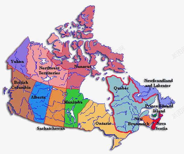 加拿大地图扁平化png免抠素材_新图网 https://ixintu.com 加拿大地图 国际地图 扁平化