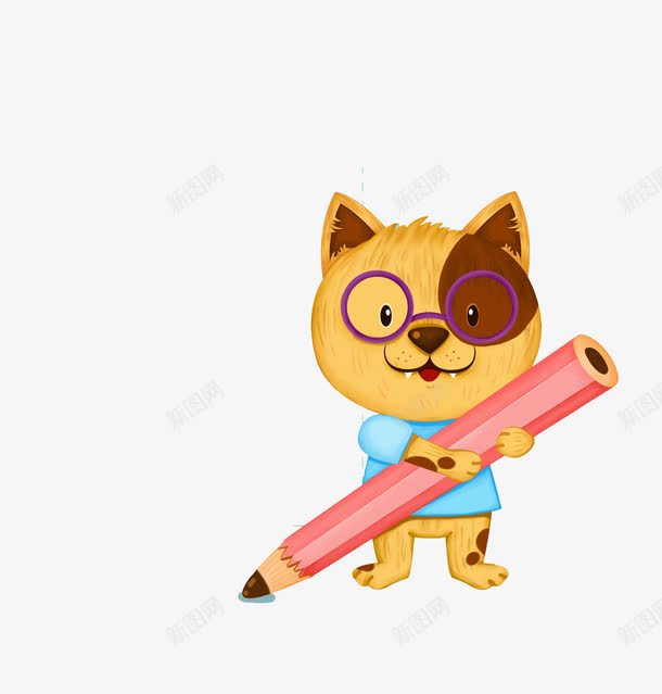 可爱浣熊png免抠素材_新图网 https://ixintu.com 动物 可爱 圆框 手绘 浣熊 眼镜框 粉色 铅笔