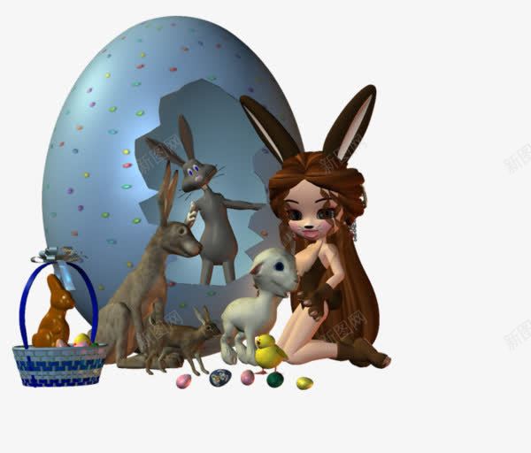 一个兔女郎png免抠素材_新图网 https://ixintu.com 兔子装 可爱 彩蛋 篮子 素材