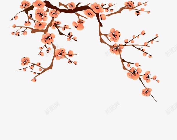 桃花png免抠素材_新图网 https://ixintu.com 中国风 手绘 桃花 粉色 线条花朵 花朵