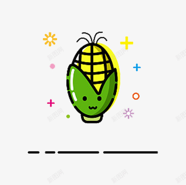 手绘玉米png免抠素材_新图网 https://ixintu.com 可爱 彩色 手绘 玉米 玉米穗 玉米粒 粮食 绿色表皮 表情