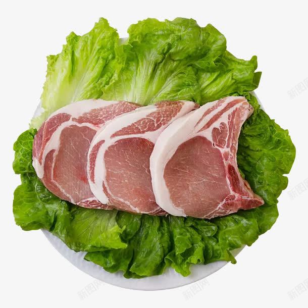 盘子里的肉排png免抠素材_新图网 https://ixintu.com 生菜叶 绿叶 美食 肉排 肉片 肉类 菜叶
