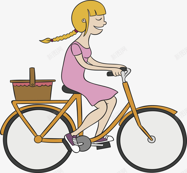 手绘骑自行车的女孩矢量图ai免抠素材_新图网 https://ixintu.com 可爱女孩 手绘女孩 矢量png 自行车 骑自行车 骑行 矢量图