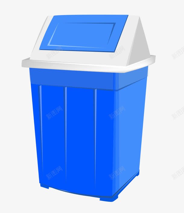 蓝色垃圾桶png免抠素材_新图网 https://ixintu.com 卡通 垃圾 垃圾桶 桶 蓝色