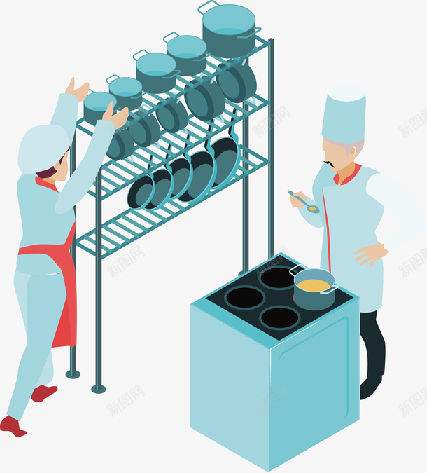 正在做糕点的两个厨师png免抠素材_新图网 https://ixintu.com 两个 两个厨师 做糕点 厨师 厨师PNG 矢量厨师 糕点师