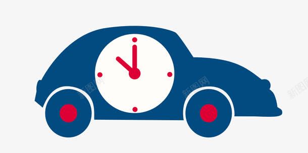 汽车钟表png免抠素材_新图网 https://ixintu.com 一辆 卡通 手绘 指针 汽车 白色 红色 蓝色 钟表