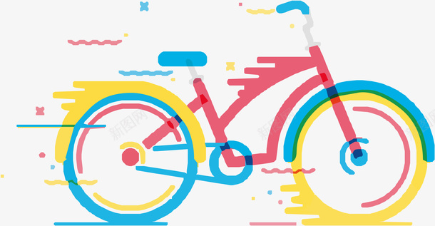 彩色创意自行车矢量图eps免抠素材_新图网 https://ixintu.com 创意 彩色 矢量素材 自行车png 矢量图