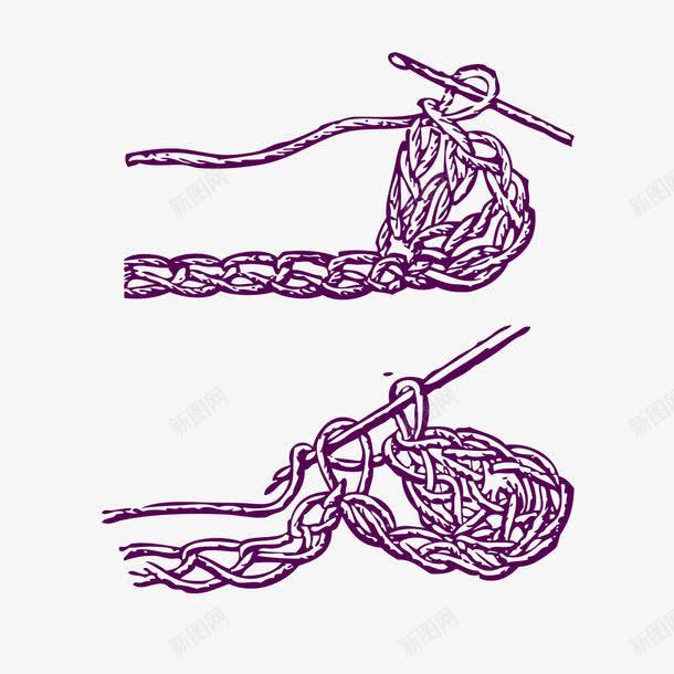 手绘织围巾png免抠素材_新图网 https://ixintu.com 卡通 手绘 紫色 织围巾 针织