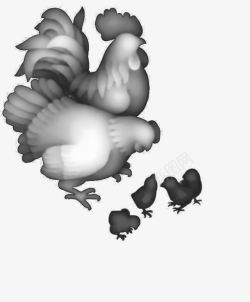 浮雕灰度十二生肖鸡高清图片