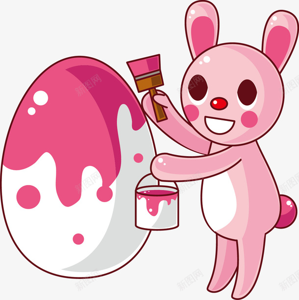 卡通刷彩蛋的兔子矢量图ai免抠素材_新图网 https://ixintu.com Q版刷彩蛋的兔子 卡通装饰 手绘刷彩蛋的兔子 矢量图