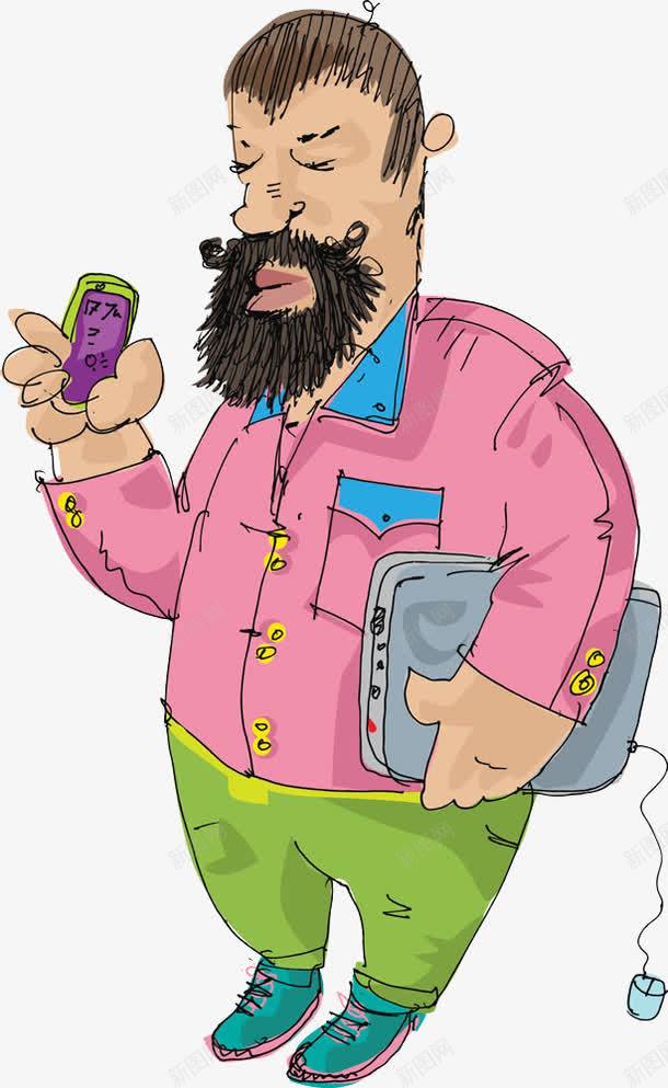 手绘男人png免抠素材_新图网 https://ixintu.com 手绘 电脑 男人 肥胖的男人 长满胡子的男人