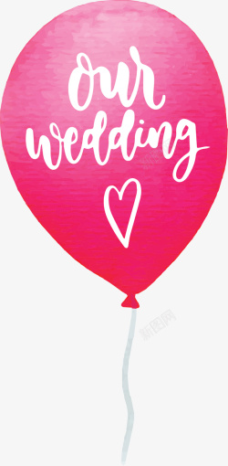 粉红婚礼水彩气球矢量图素材