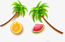 椰子树水果夏日海报矢量图素材
