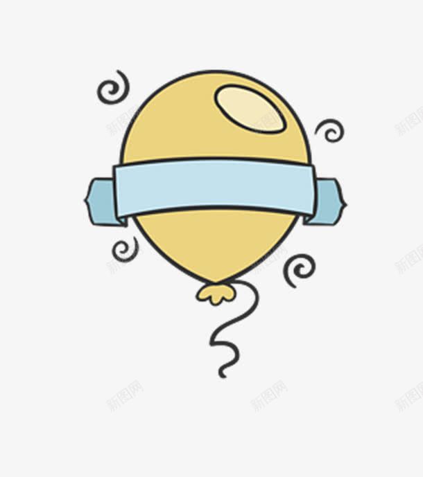 气球和飘带png免抠素材_新图网 https://ixintu.com 卡通 手绘 气球 蓝色 装饰 飘带 黄色 黑色
