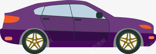 紫色卡通轿车png免抠素材_新图网 https://ixintu.com 卡通 清新 简约 紫色 装饰图案 车辆 轿车